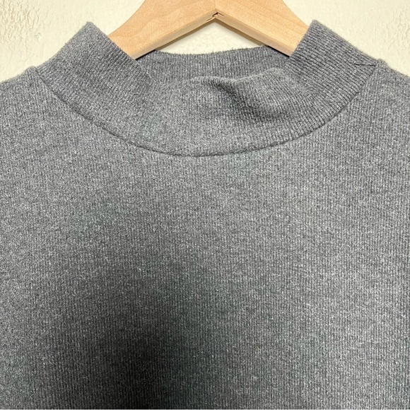 Madewell Women Sweatshirt‎ Medium Gray Plush Mockneck Puff-Sleeve Top - Picture 4 of 8